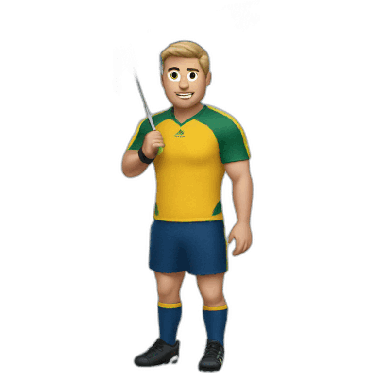 Rugbyman with umbrella emoji