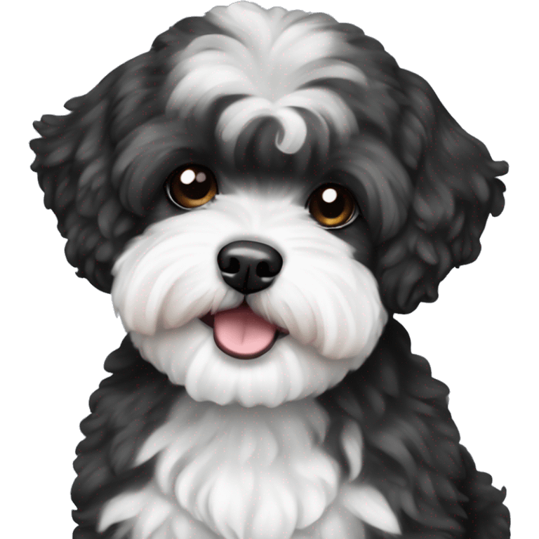 Black and white maltipoo emoji