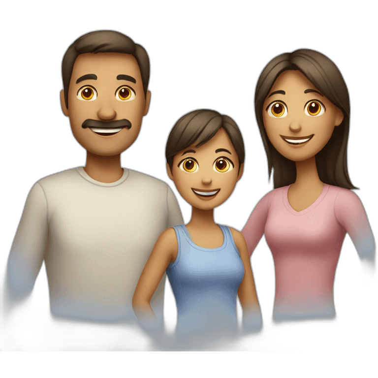 Happy family of father, mother, teenager and daughter emoji