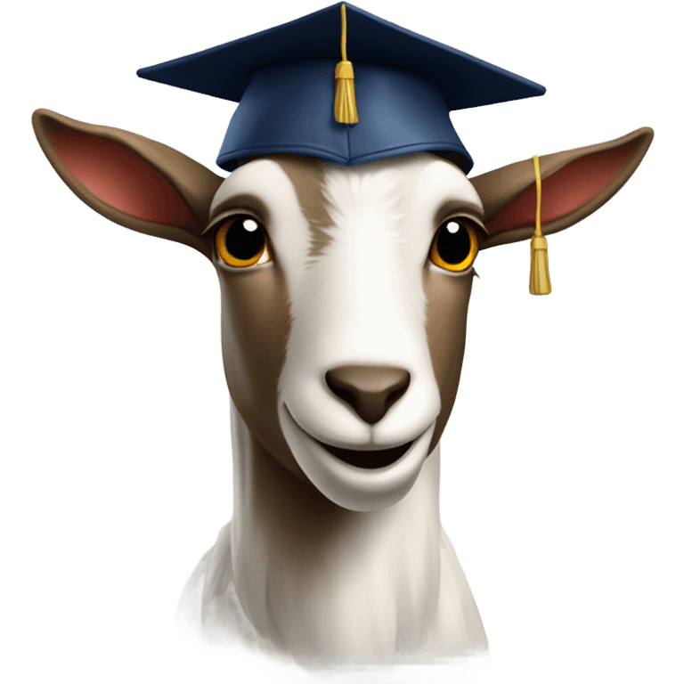 smirking goat wearing graduation hat emoji