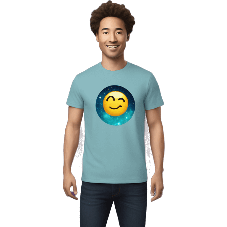 Person wearing T shirt with nebulas galaxies and constellations t shirt emoji