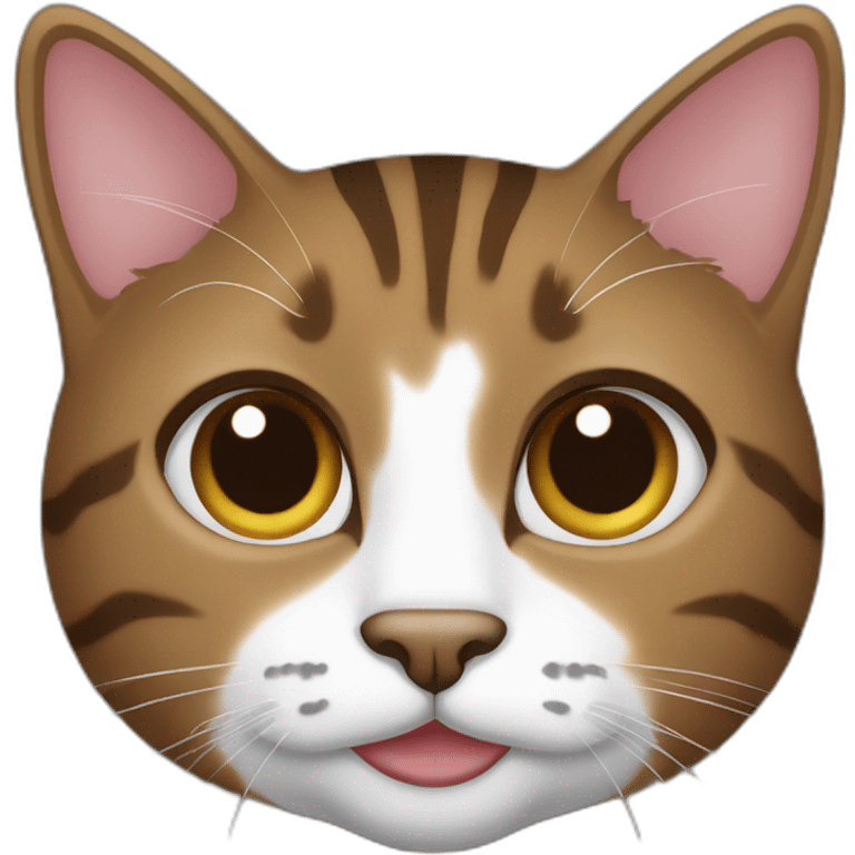 brown tabby cat with brown nose and small white spot on right side of mouth emoji