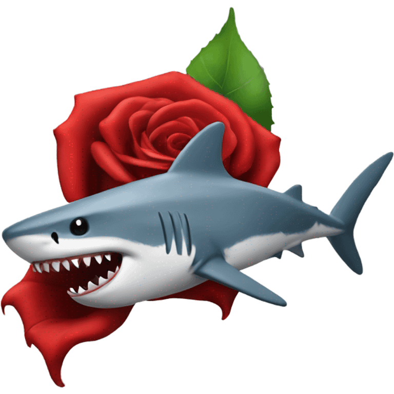 Rose in sharks mouth emoji