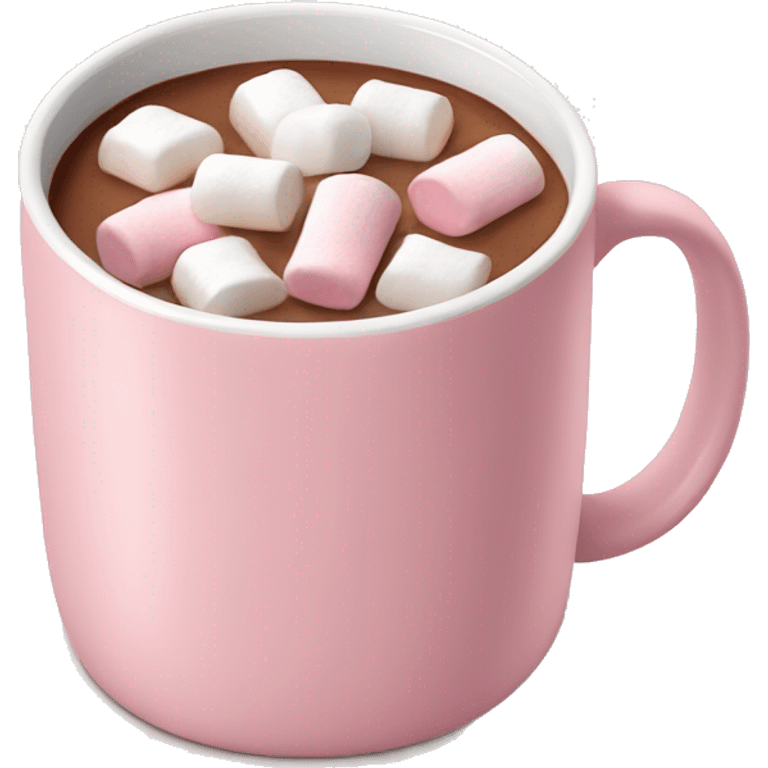 Light Pink mug of hot chocolate with marshmallows  emoji