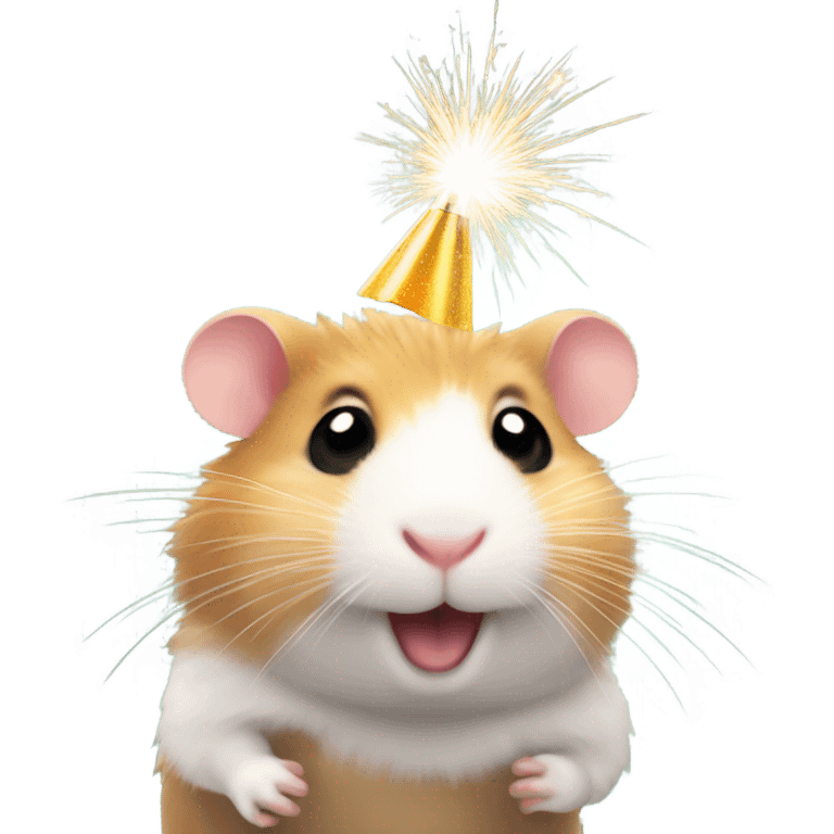 Christmas hamster with sparkler emoji