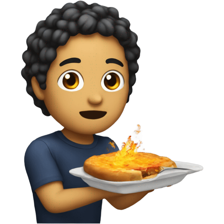 Crea un persona de fre fire comiendo  emoji