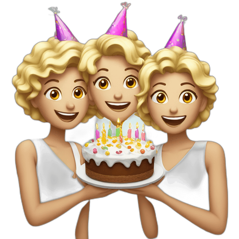 4 White ladies celebrating a birtday emoji