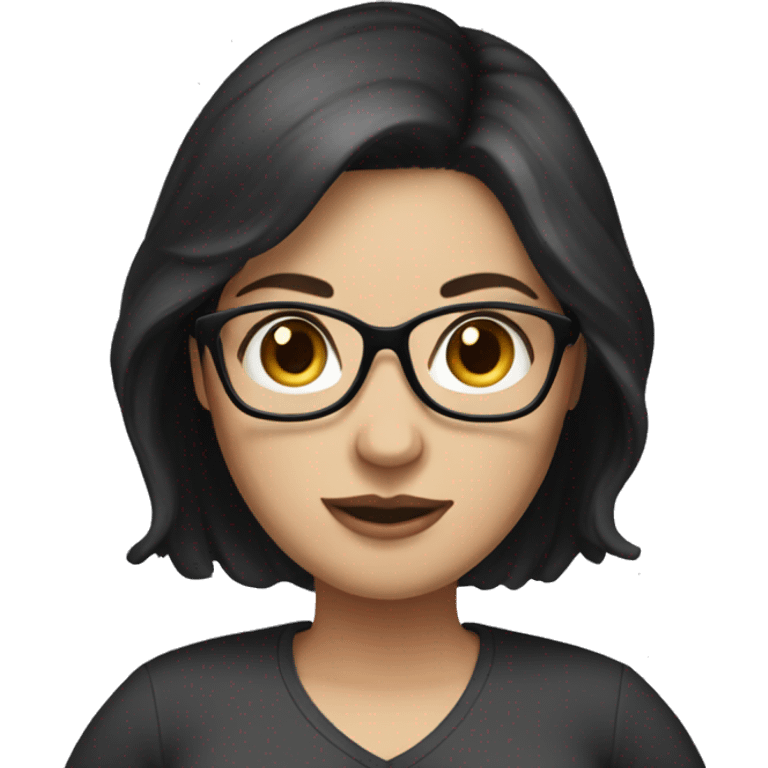 White pregnant woman with dark hair and glasses  emoji