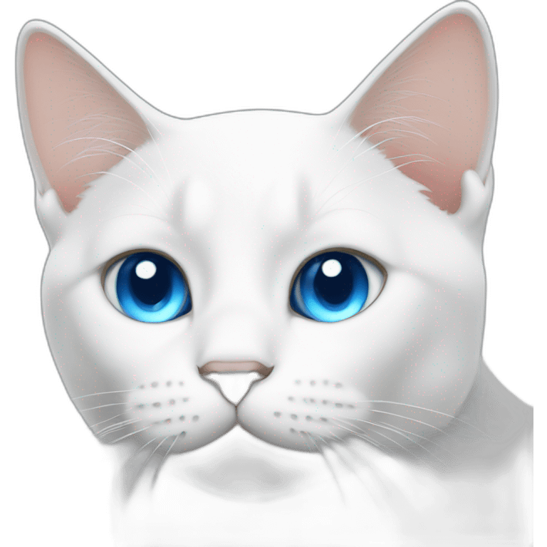 White cat with blue eye emoji