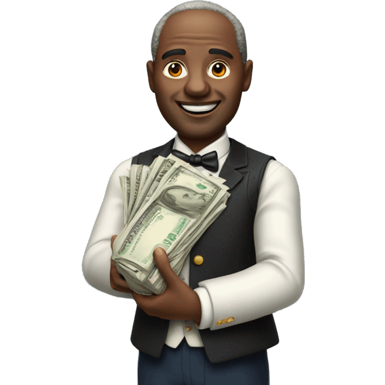 photorealistic aristocrat with money bag in his hands emoji