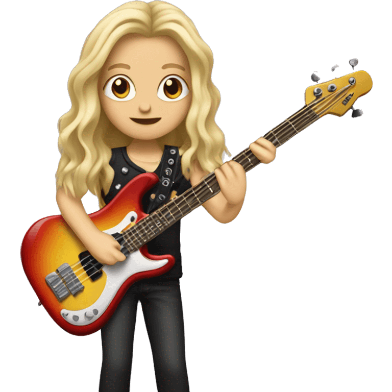 Blonde long hair rockstar playing bass guitar emoji