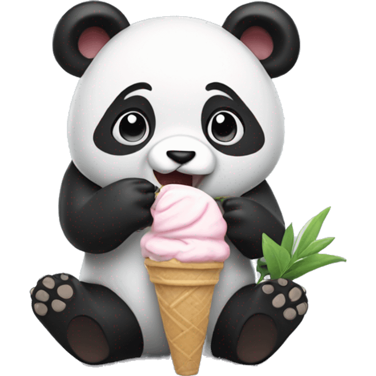 Panda eating ice cream emoji