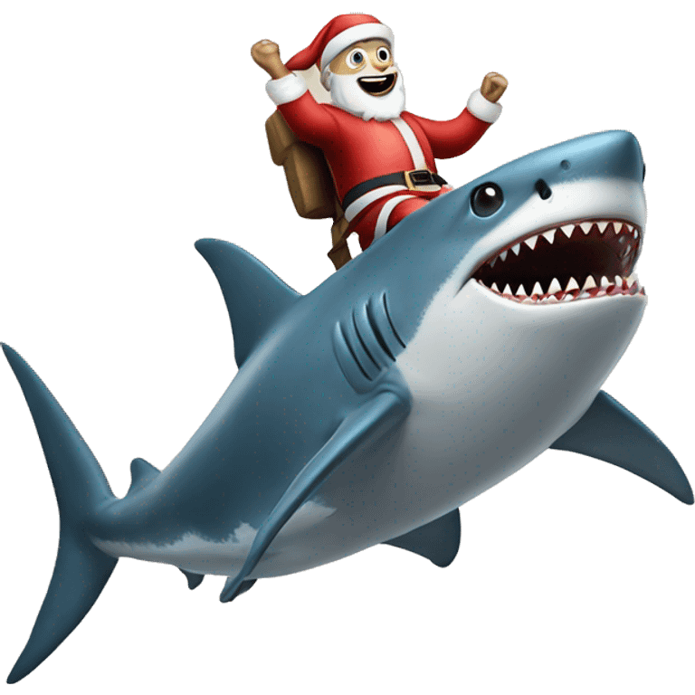 santa claus riding shark emoji