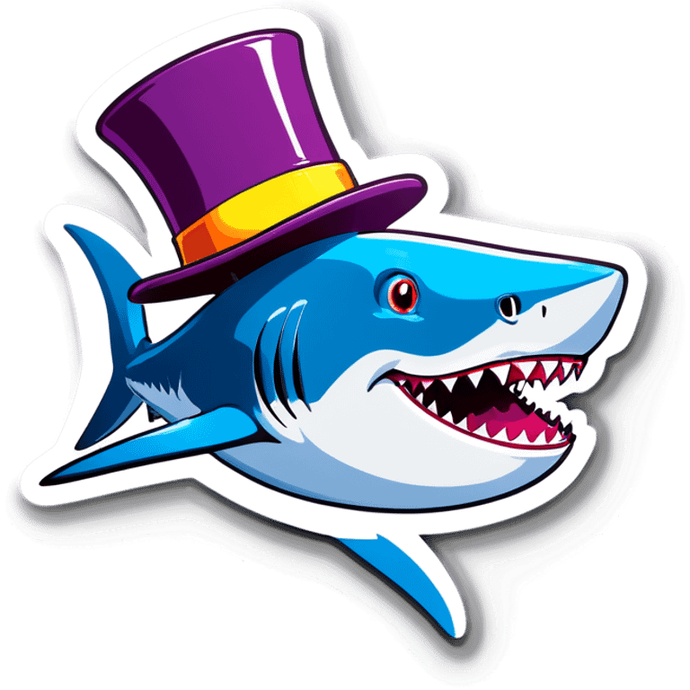 Shark with a top hat emoji