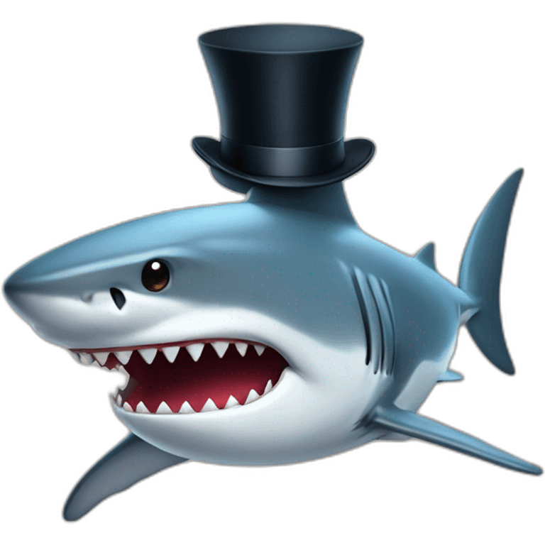 Shark with a top hat emoji