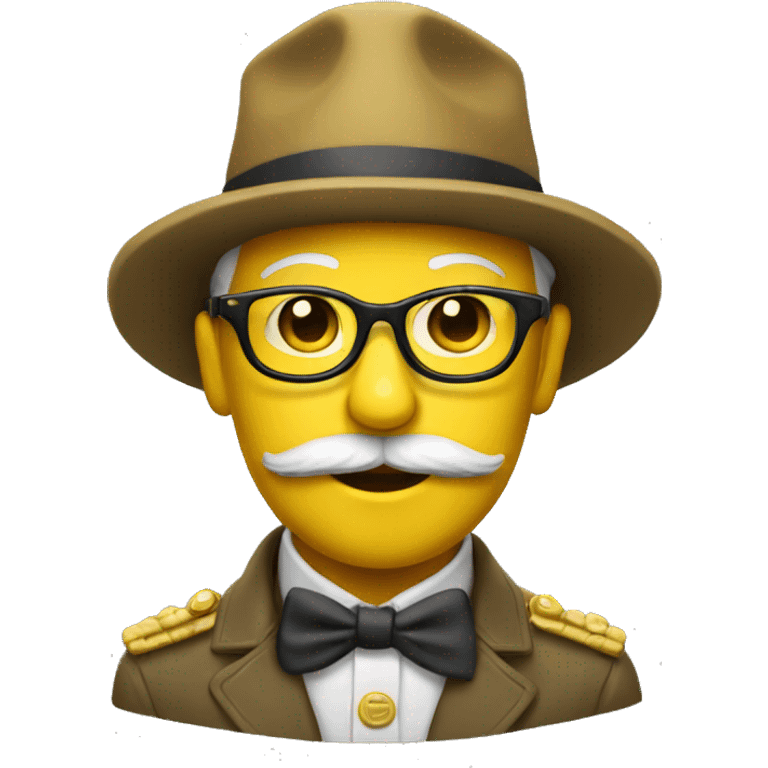 Emoji yellow wearing glasses with a general's hat   emoji