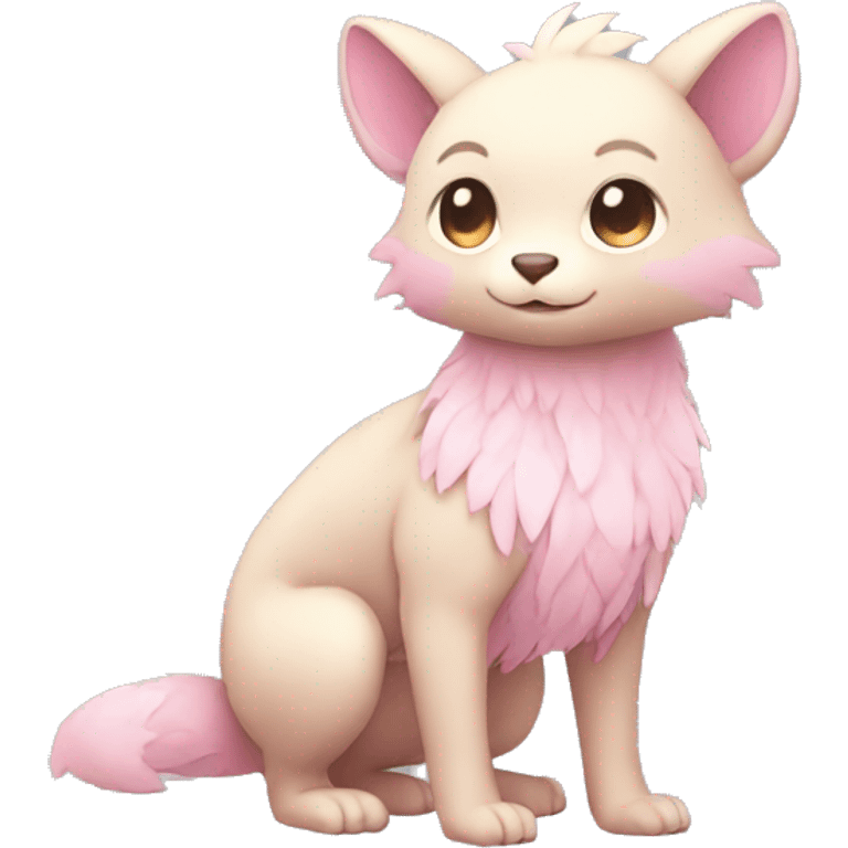 Cute cool beige pink animal hybrid Fakemon full body emoji