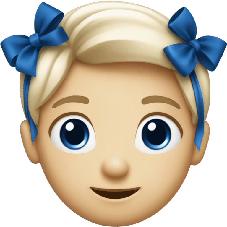 white cute emoji face with dark blue bow emoji