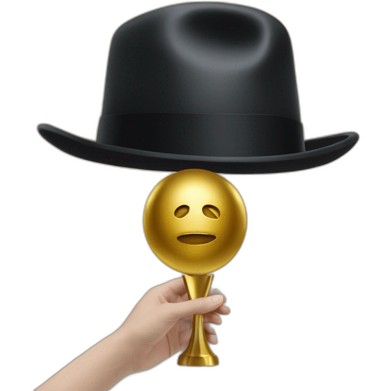 gold award with a hand holding Magritte's hat emoji