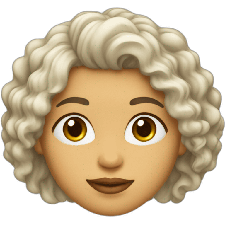 Cara mujer blanca con poco pelo y rizado emoji