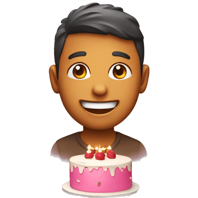 Smile emoji with cake emoji