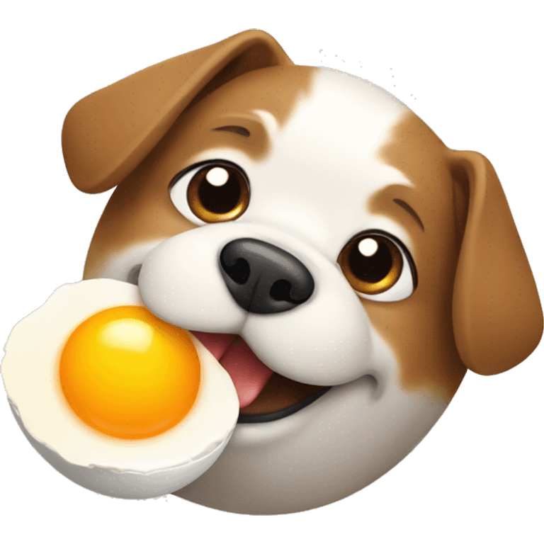 Dog eating an egg emoji