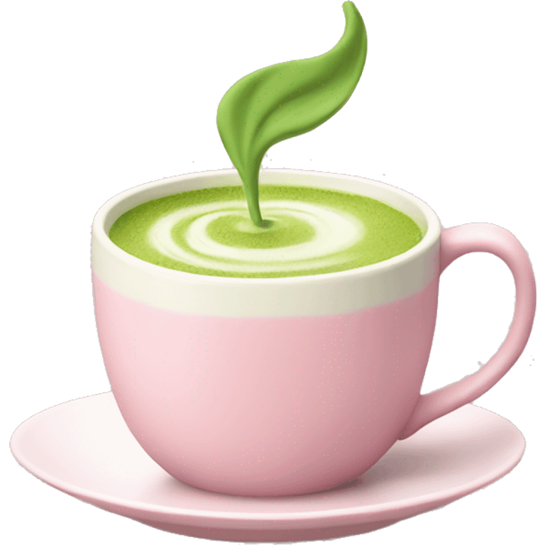 matcha latte in a light pink mug emoji