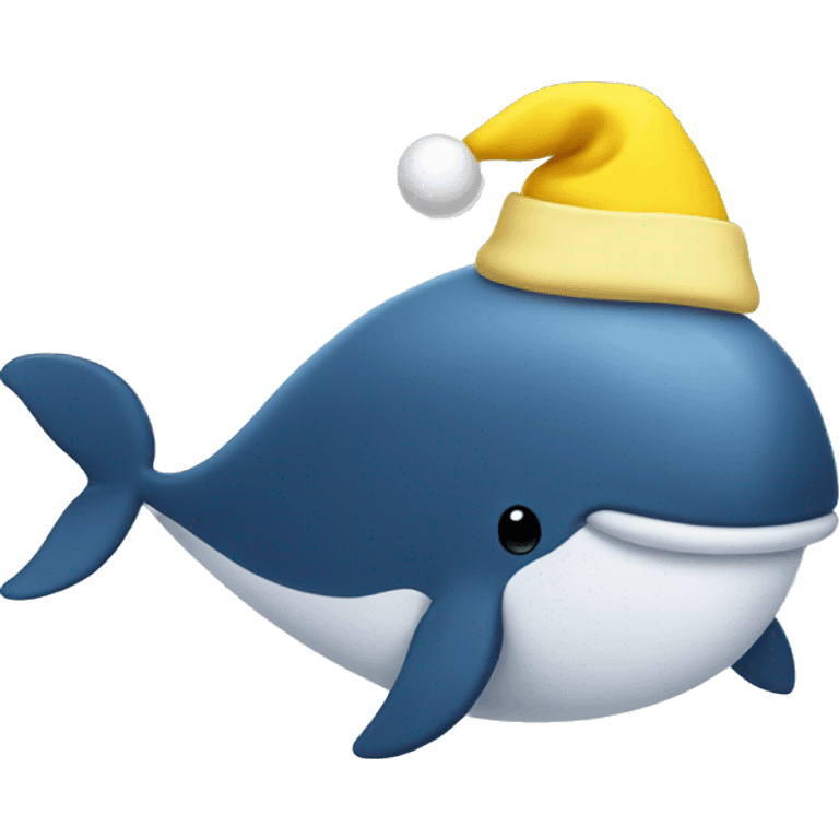 whale with a yellow christmas hat emoji