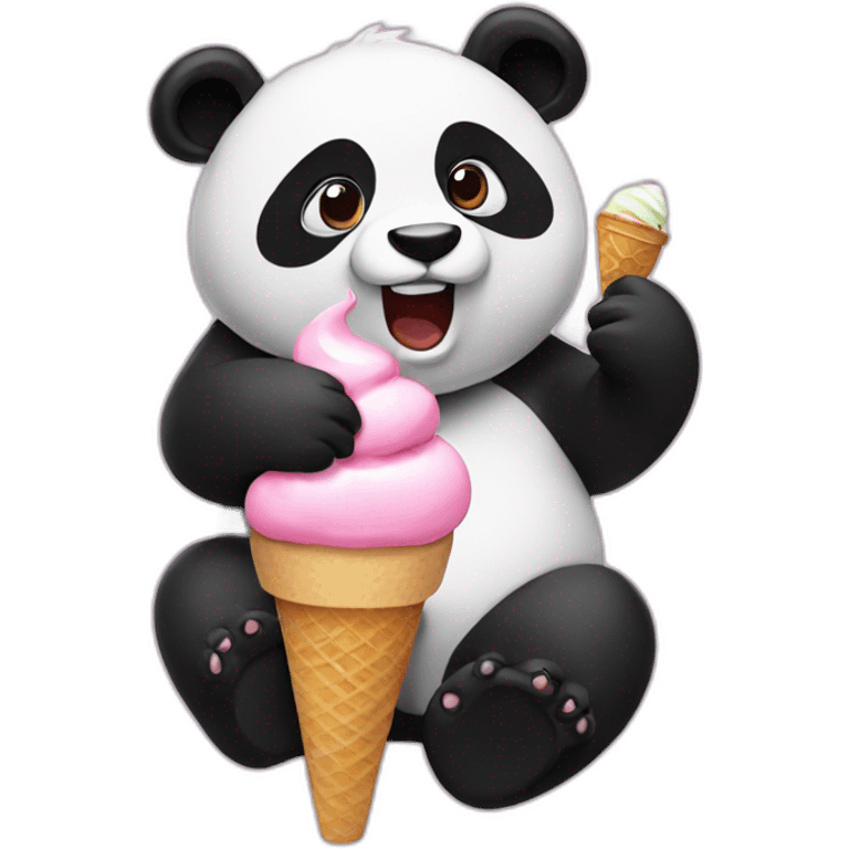 Panda eating ice cream emoji