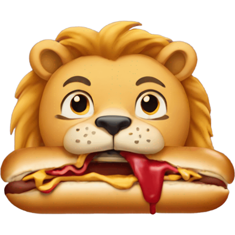 Lion eating hotdog emoji