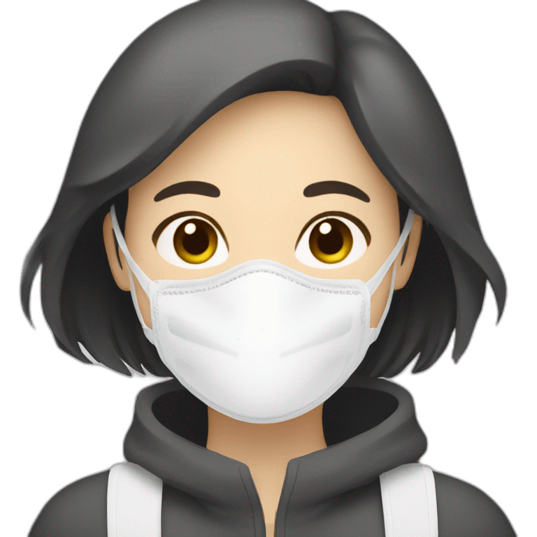 Asian woman wearing white respirator mask emoji