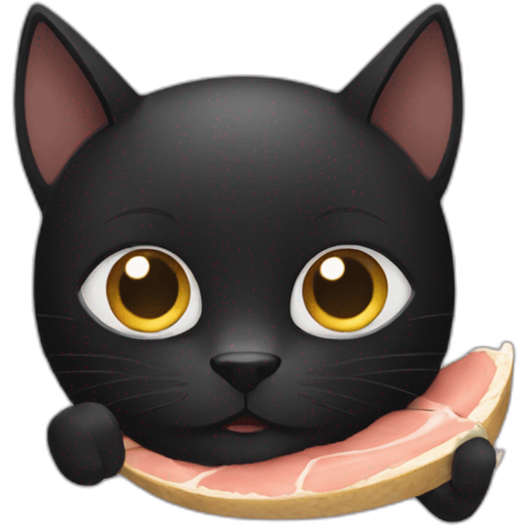 Black cat eating tuna emoji