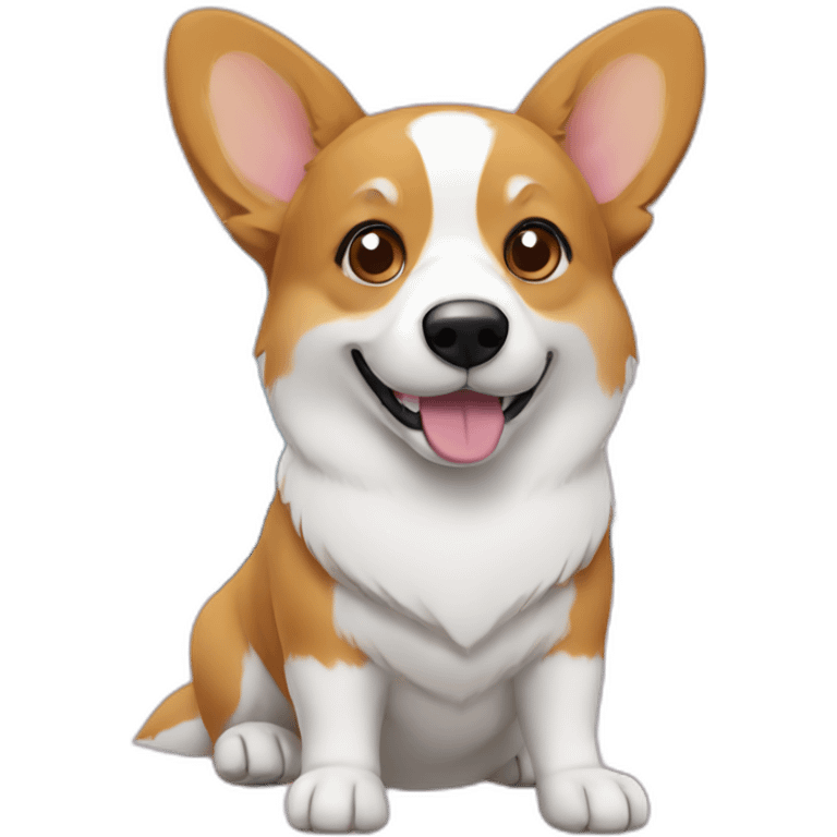 corgi with computer emoji