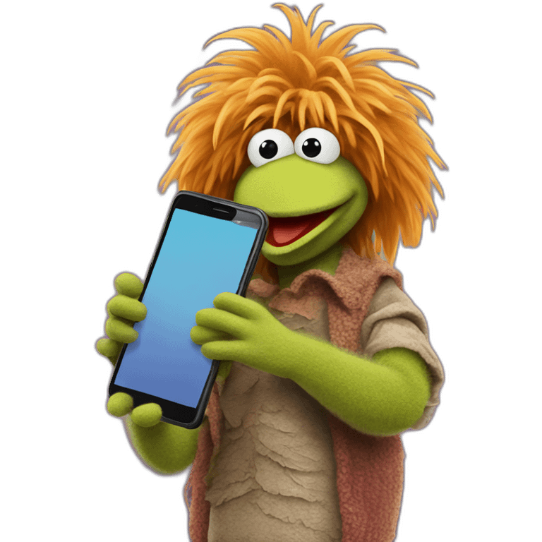 FRAGGLE with cellphone  emoji