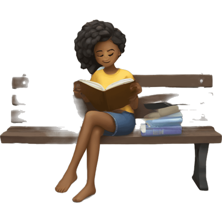 girl reading on bench by window cozy  emoji