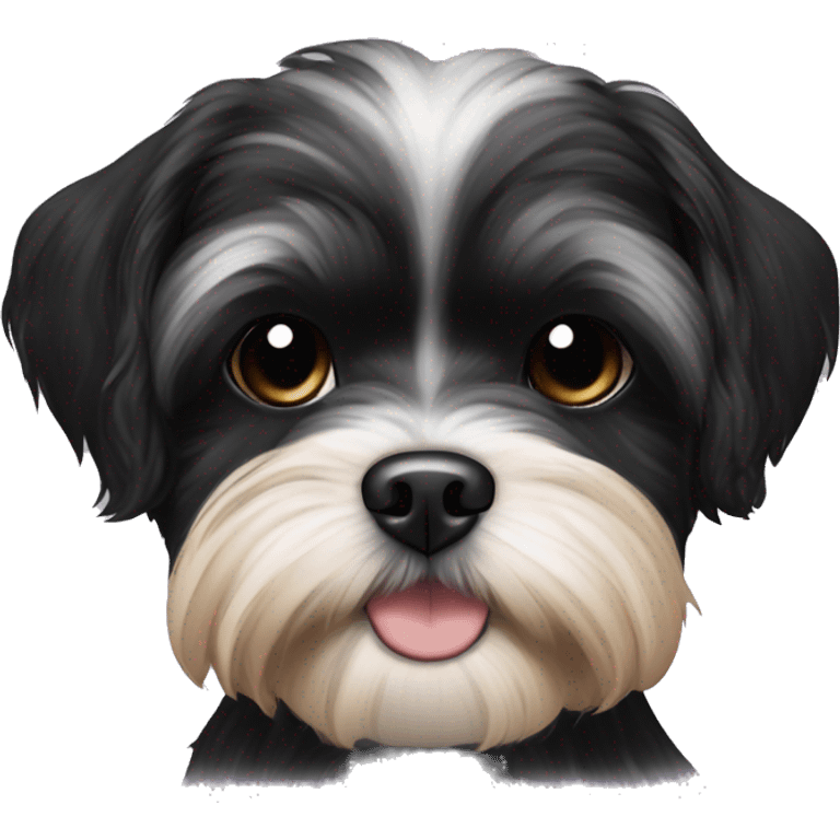 Shih tzu black puppy, yorkie coloring with light eyebrows  emoji