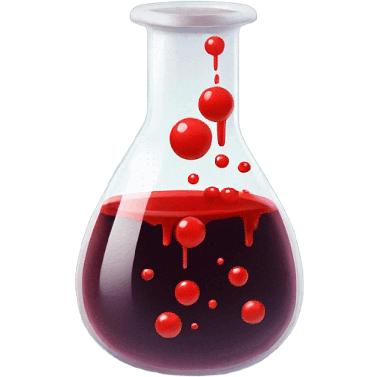 A chemical flask with blood inside and bubbles emoji