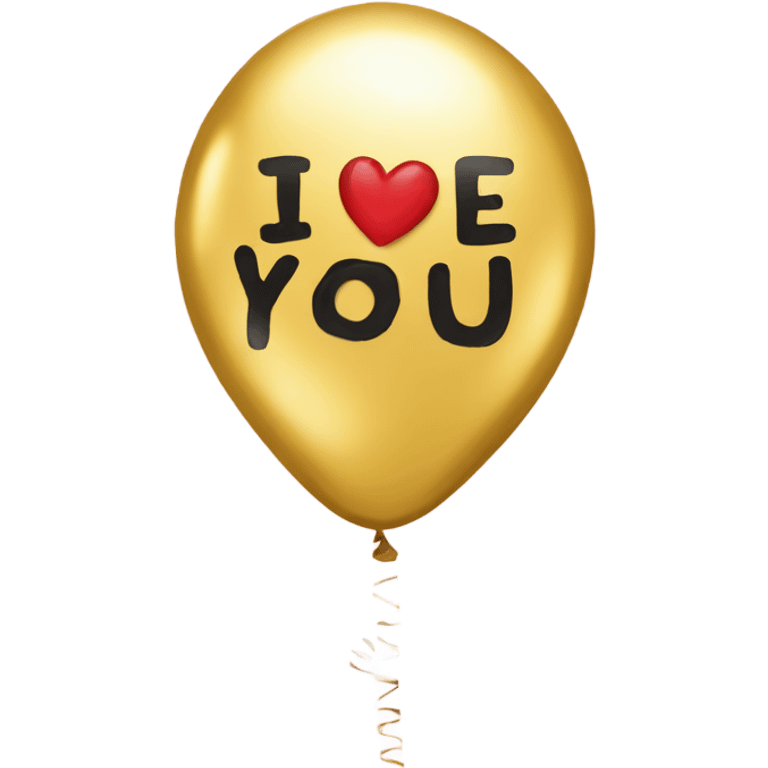 A foil balloon in the shape of letters saying I love you emoji