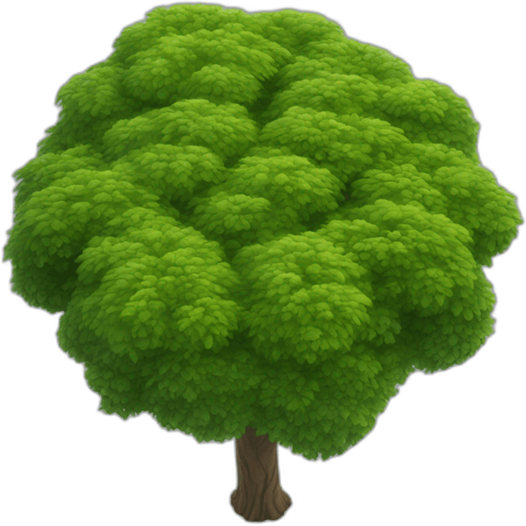 Tree as seen from the sky, looked down from the top, simplified and photorrealistic emoji