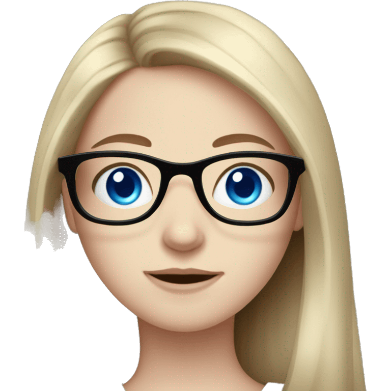 Pale skin girl with long brown hair and blue eyes in glasses  emoji