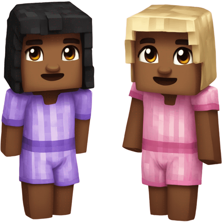 2 girls in Minecraft pajamas emoji