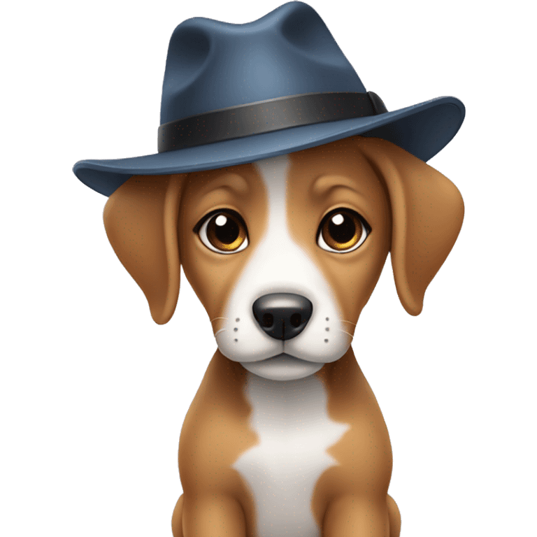 Puppy wearing hat emoji