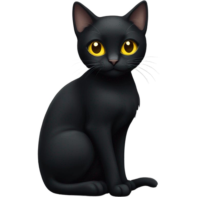 black cat with yellow eyes sitting forward emoji