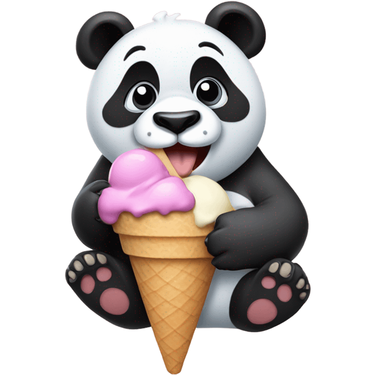 Panda eating ice cream emoji