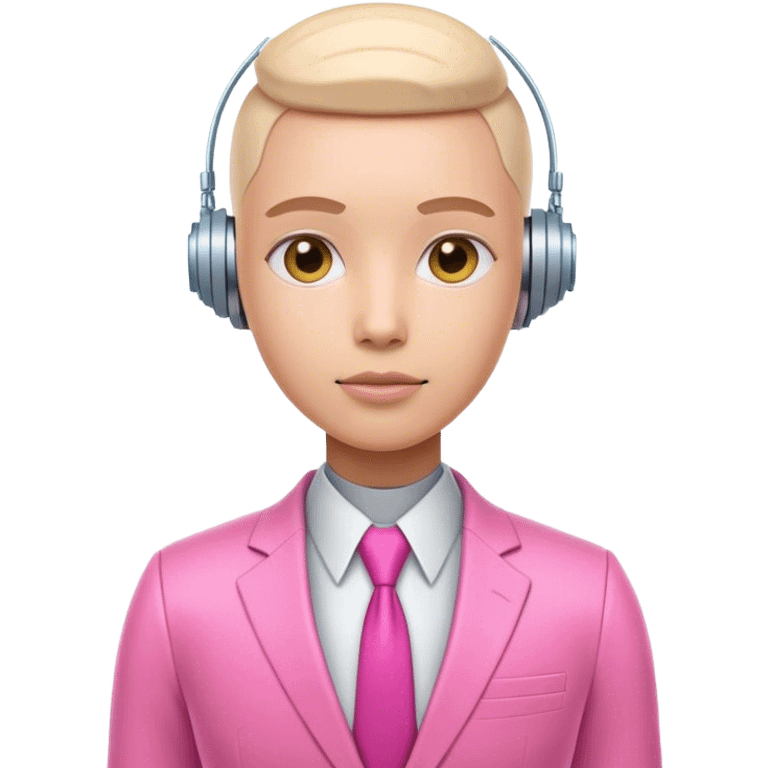 very human looking-like 3d robot office worker in intensive pink color suit emoji