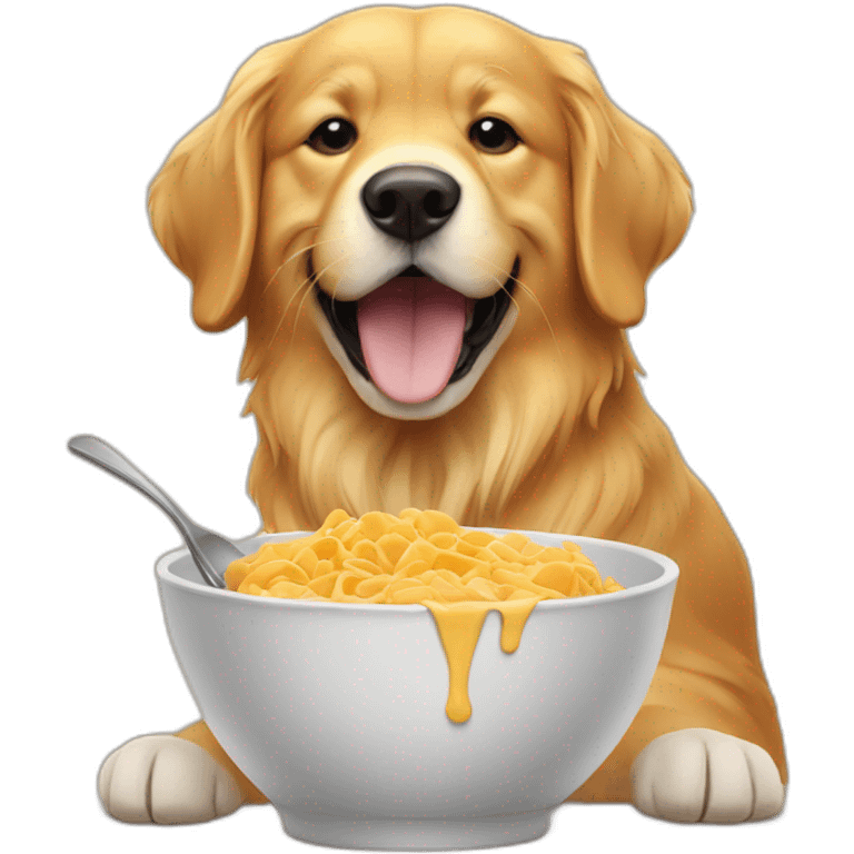 Un Golden retriever comiendo  emoji