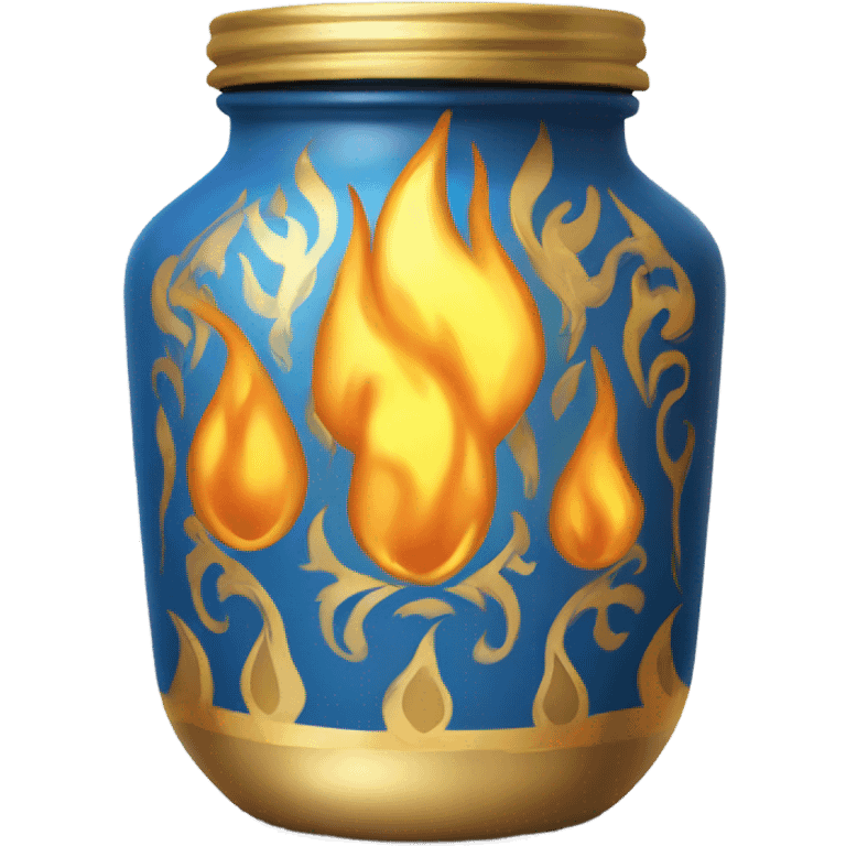 flame on jar egypt gold white blue  emoji