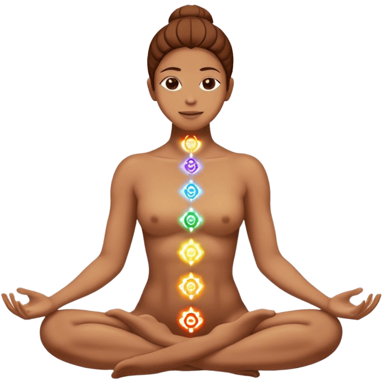 A floating body with flowing chakras and aligned emoji