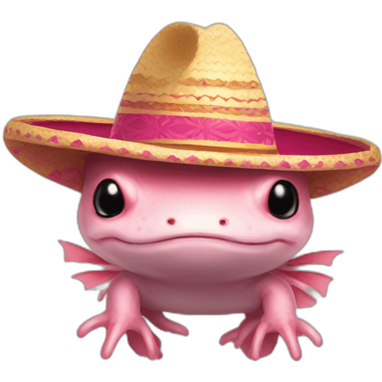 Axolotl with a sombrero cute images pin emoji