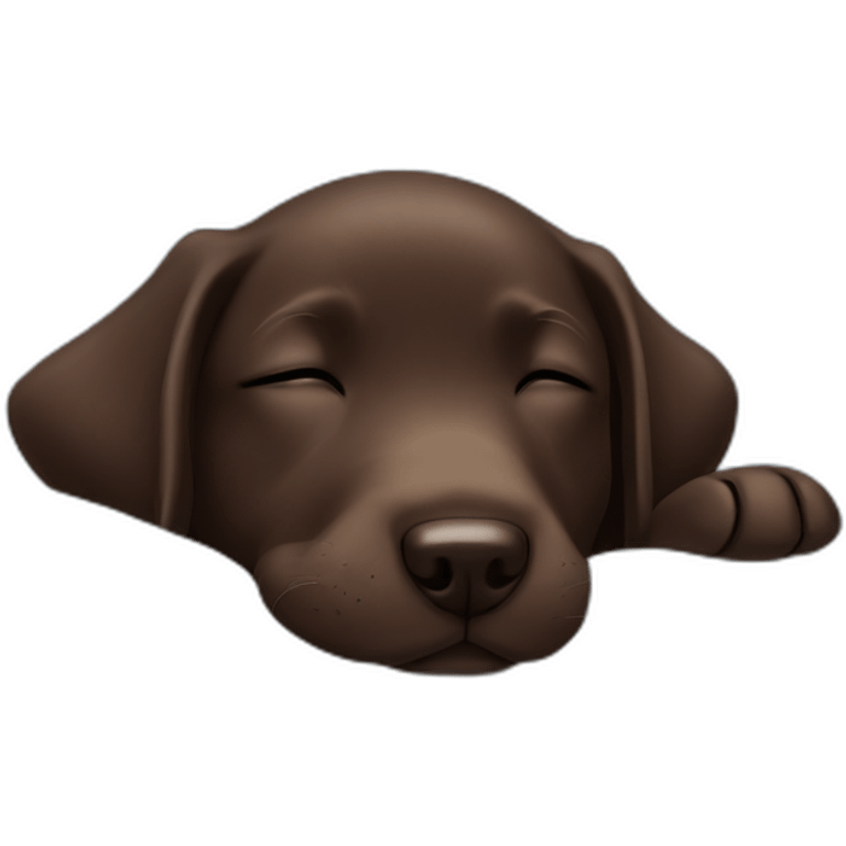 Chocolate labrador puppie sleeping in a blue bed emoji